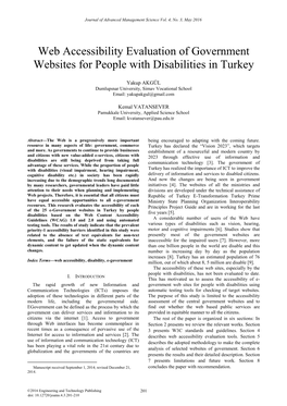 Web Accessibility Evaluation of Government Websites for People with Disabilities in Turkey