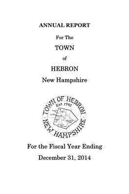 TOWN HEBRON New Hampshire for the Fiscal Year