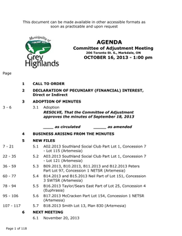 AGENDA Committee of Adjustment Meeting 206 Toronto St