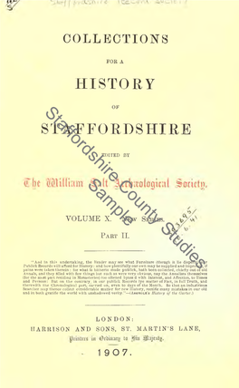 Collections for a History of Staffordshire, 1907. Part 1