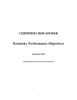 Kentucky Performance Objectives