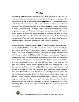 Tirtha Biography