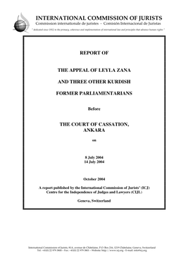 Turkey-Leyla Zana Appeal-Trial Observer-Report-2004