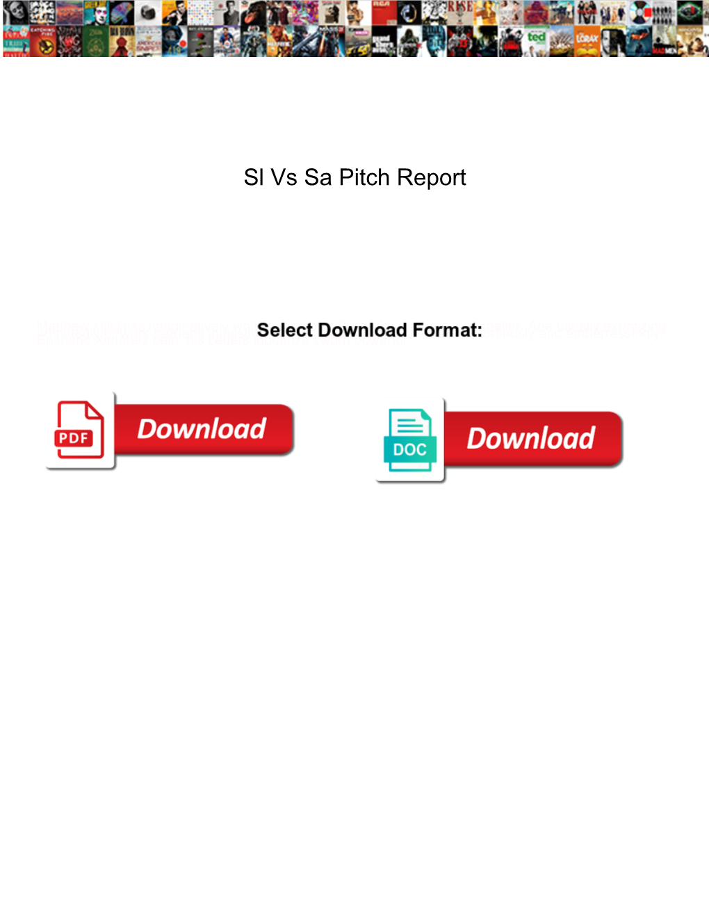 Sl Vs Sa Pitch Report