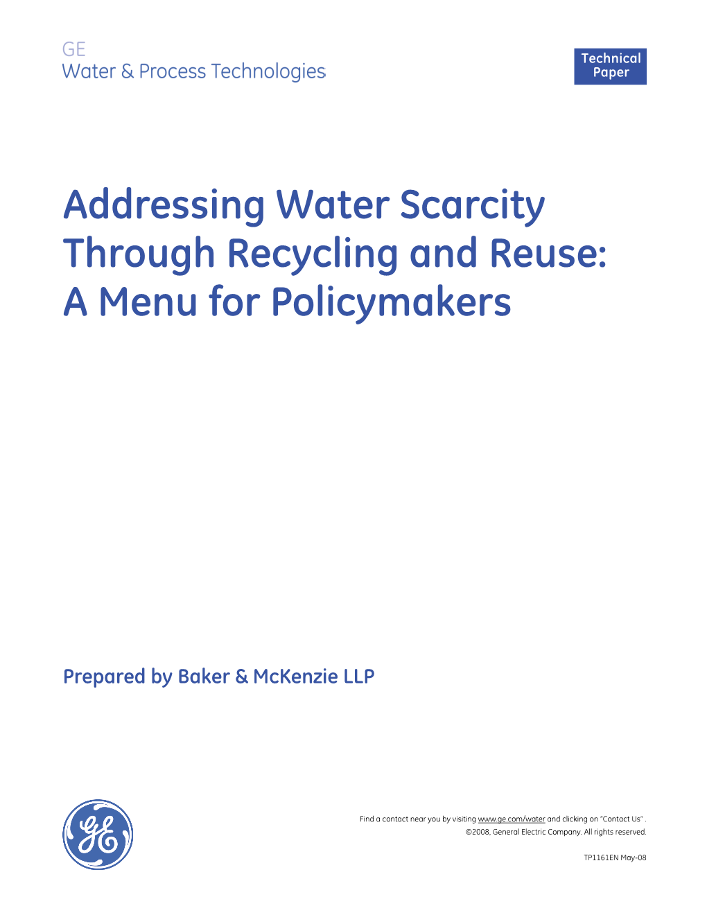 Addressing Water Scarcity Through Recycling and Reuse: a Menu for Policymakers