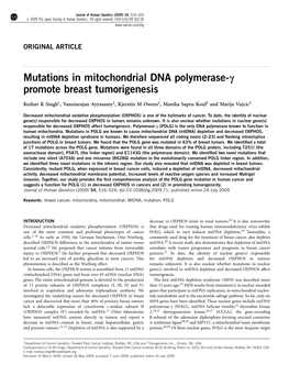 Mutations in Mitochondrial DNA Polymerase-&Gamma