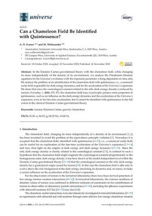 Can a Chameleon Field Be Identified with Quintessence?