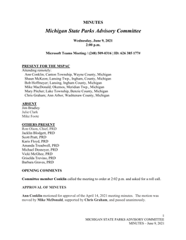 Michigan State Parks Advisory Committee
