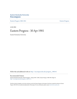 Eastern Progress 1980-1981 Eastern Progress