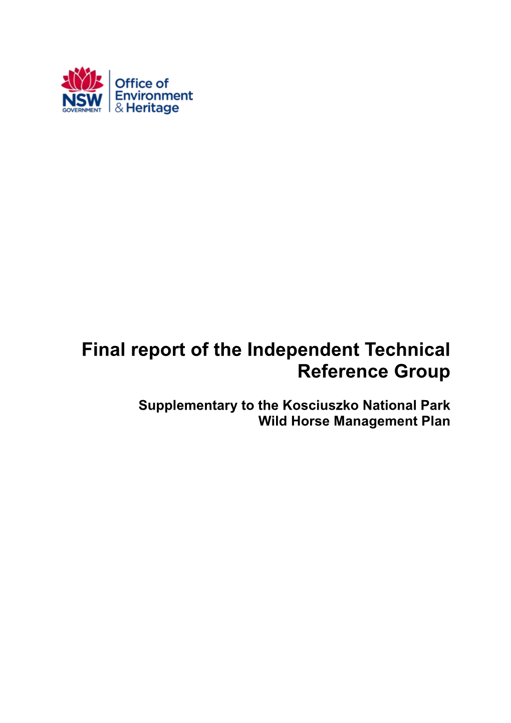 Final Report of the Independent Technical Reference Group