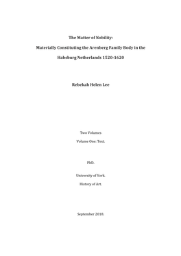 Materially Constituting the Arenberg Family Body in the Habsburg