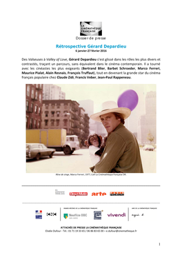 Rétrospective Gérard Depardieu 6 Janvier-27 Février 2016