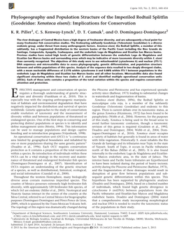 Goodeidae: Xenotoca Eiseni): Implications for Conservation