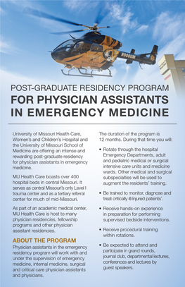 For Physician Assistants in Emergency Medicine