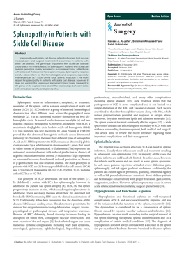 Splenopathy in Patients with Sickle Cell Disease; However, It Provided the Original Work Is Properly Cited