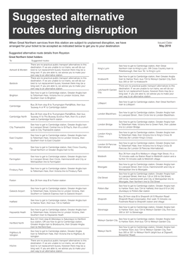 Suggested Alternative Routes During Disruption