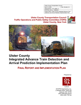 Ulster County Integrated Advance Train Detection and Arrival Prediction Implementation Plan