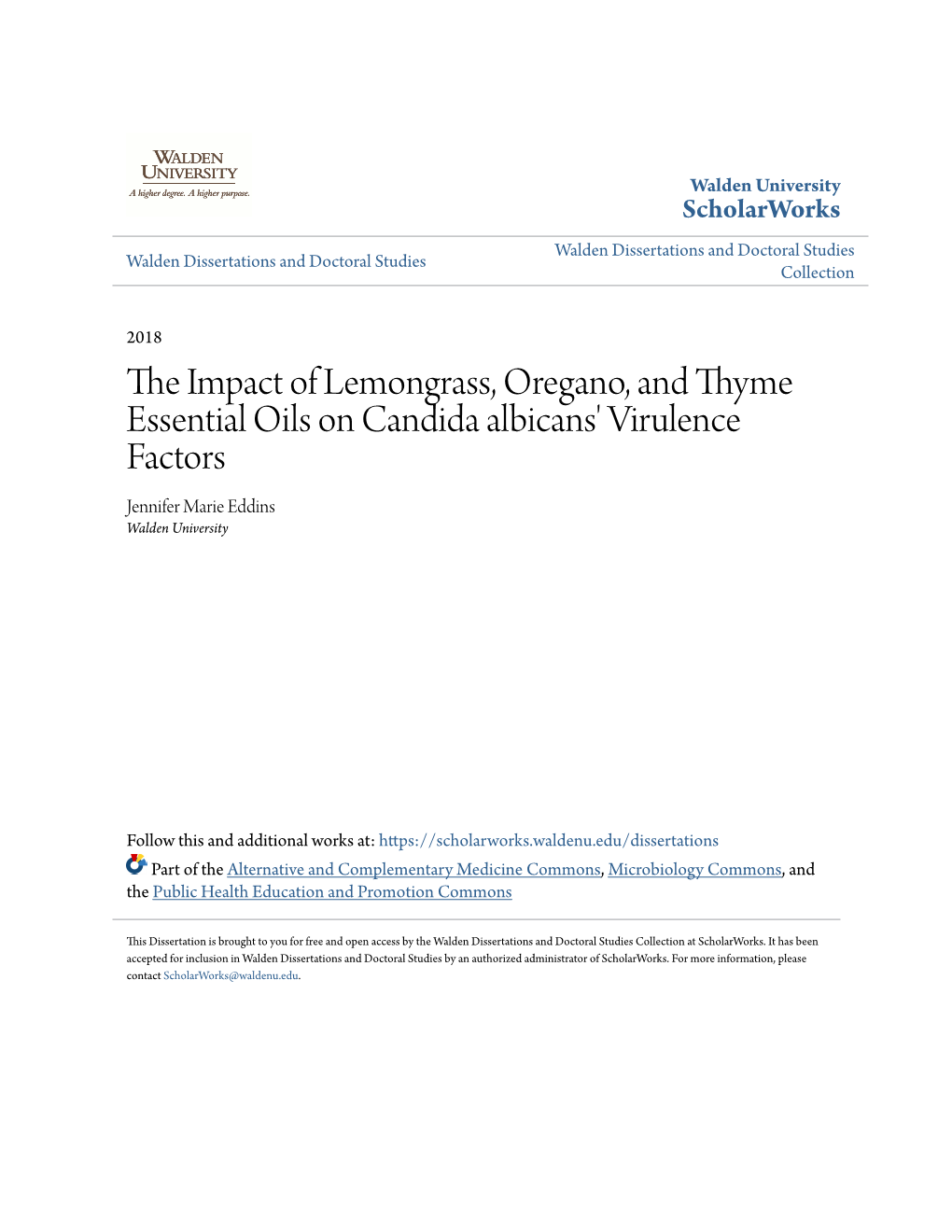 The Impact of Lemongrass, Oregano, and Thyme Essential Oils on Candida Albicans’