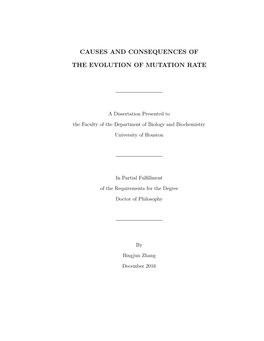 Causes and Consequences of the Evolution of Mutation Rate