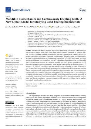 Mandible Biomechanics and Continuously Erupting Teeth: a New Defect Model for Studying Load-Bearing Biomaterials