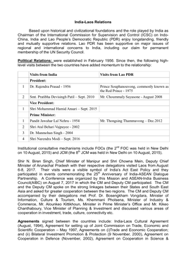 India-Laos Relations Based Upon Historical and Civilizational