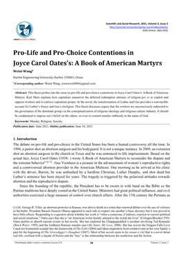 Pro-Life and Pro-Choice Contentions in Joyce Carol Oates's