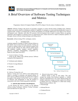 A Brief Overview of Software Testing Techniques and Metrics