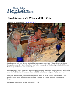 Tom Simoneau's Wines of the Year