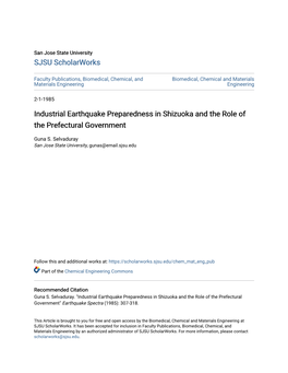 Industrial Earthquake Preparedness in Shizuoka and the Role of the Prefectural Government