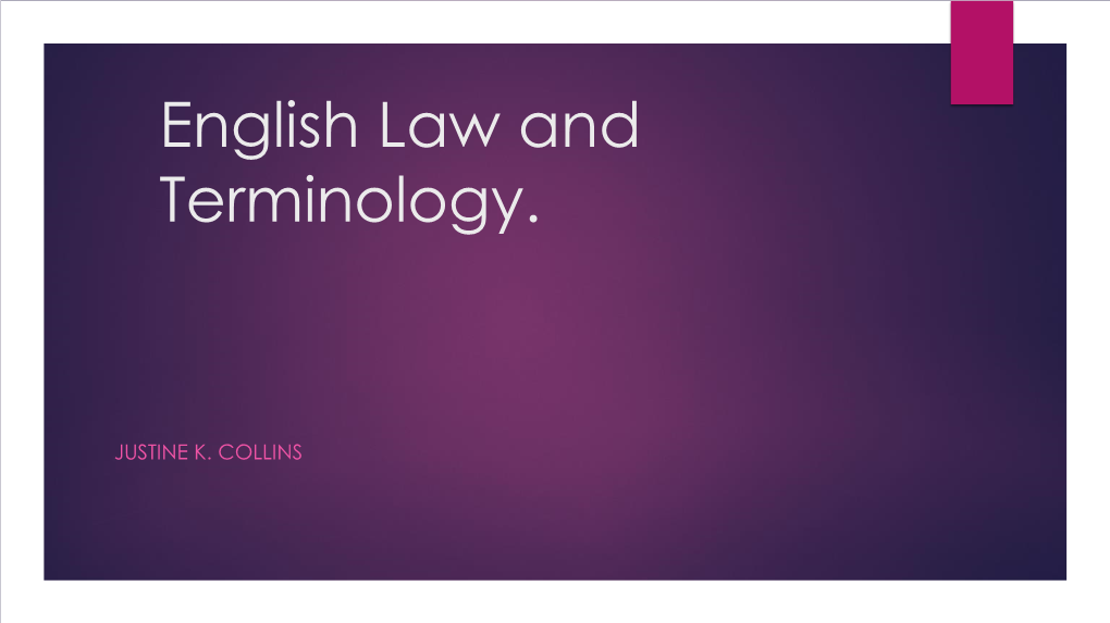 English Law and Terminology