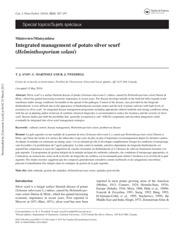 Minireview/Minisynthèse Integrated Management of Potato Silver Scurf