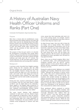 A History of Australian Navy Health Officer Uniforms and Ranks (Part One)