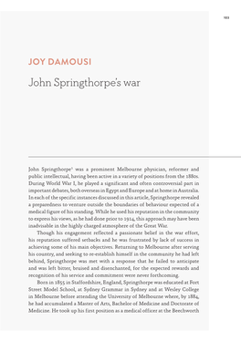 JOY DAMOUSI John Springthorpe’S War