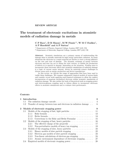 The Treatment of Electronic Excitations in Atomistic Models of Radiation Damage in Metals