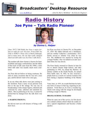 Radio History Joe Pyne – Talk Radio Pioneer