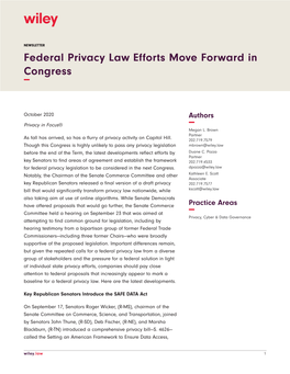 Federal Privacy Law Efforts Move Forward in Congress −
