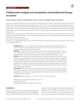 A Bibliometric Analysis and Visualization of Photothermal Therapy on Cancer