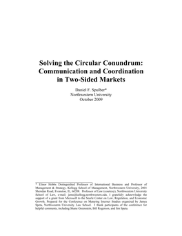 Solving the Circular Conundrum: Communication and Coordination in Two-Sided Markets