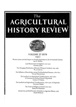 Agricultural History Review Volume 27 Par.T Ii ' 1979