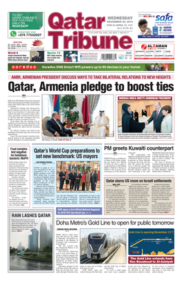 Qatar, Armenia Pledge to Boost Ties