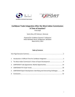Caribbean Trade Integration After the West Indian Commission: a Time of Inaction? Final Draft