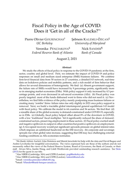 Fiscal Policy in the Age of COVID: Does It 'Get in All of the Cracks?'*