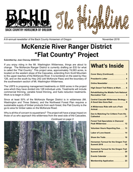 Mckenzie River Ranger District “Flat Country” Project Submitted By: Jean Clancey, EEBCHO