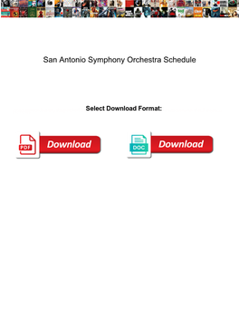 San Antonio Symphony Orchestra Schedule