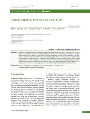 Fungal Septins: One Ring to Rule It All?