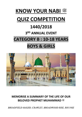 Know Your Nabi ﷺ Quiz Competition