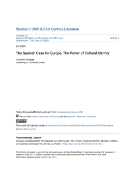 The Spanish Case for Europe. the Power of Cultural Identity