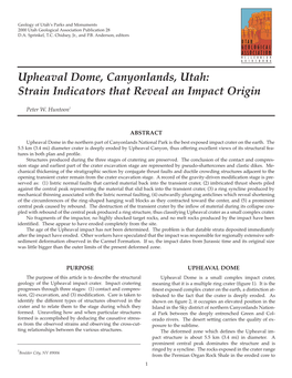 Upheaval Dome, Canyonlands, Utah: Strain Indicators That Reveal an Impact Origin