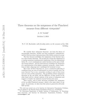 Three Theorems on the Uniqueness of the Plancherel Measure From