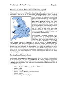 Ancestor Moves from Wales to Cheshire County, England